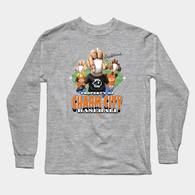 Knucklehead for Charm City Baseball Long Sleeve T-Shirt by MudgeSportswear